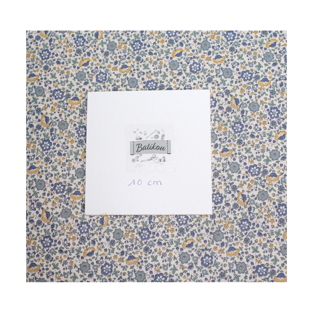 Batiste de coton SILKYNE imprimé fleuri bleu