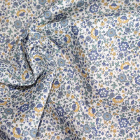 Batiste de coton SILKYNE imprimé fleuri bleu