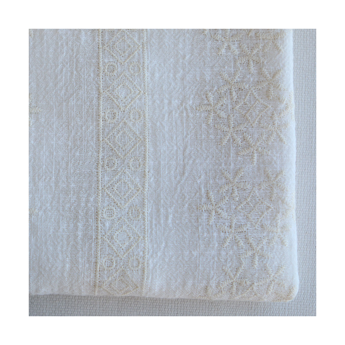 Gaze de coton BIO blanc lait broderie anglaise écru