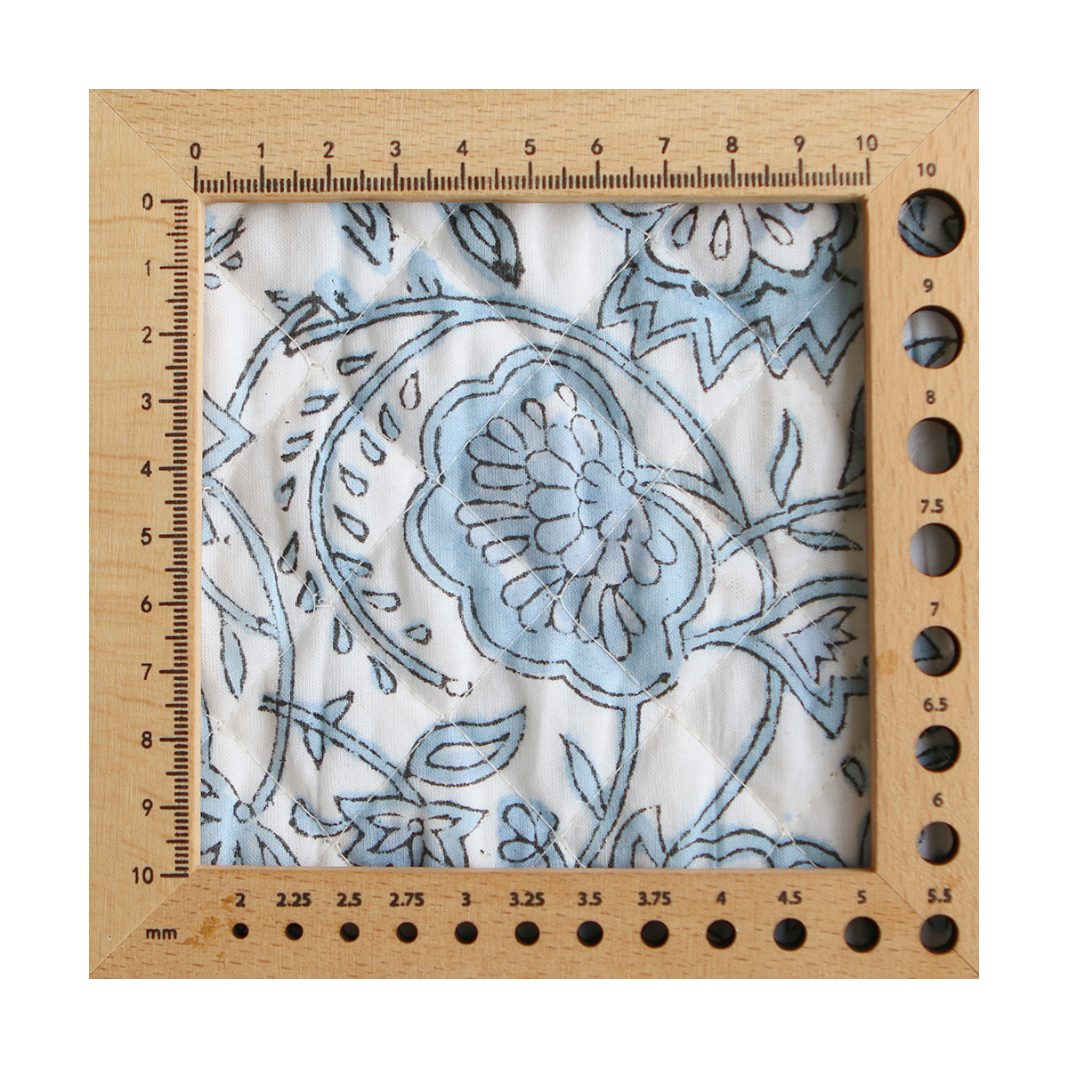 Amayra - Tissu indien matelassé double face coton hand block teal largeur 100cm