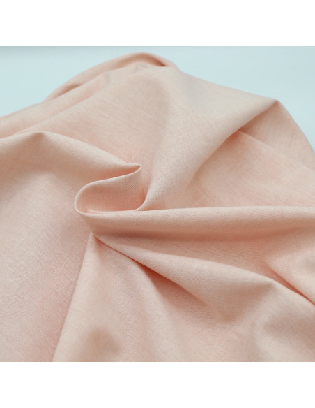 Chambray coton coloris rose poudré