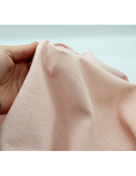 Chambray coton coloris rose poudré