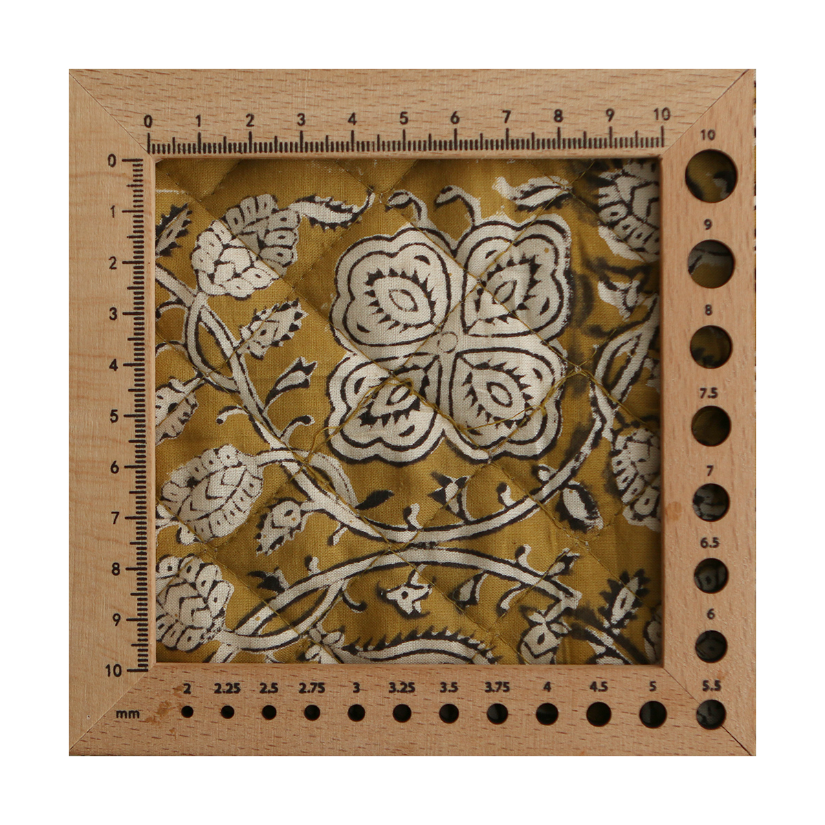 Nisha & Sita - Tissu indien matelassé double face coton hand block teal largeur 100cm