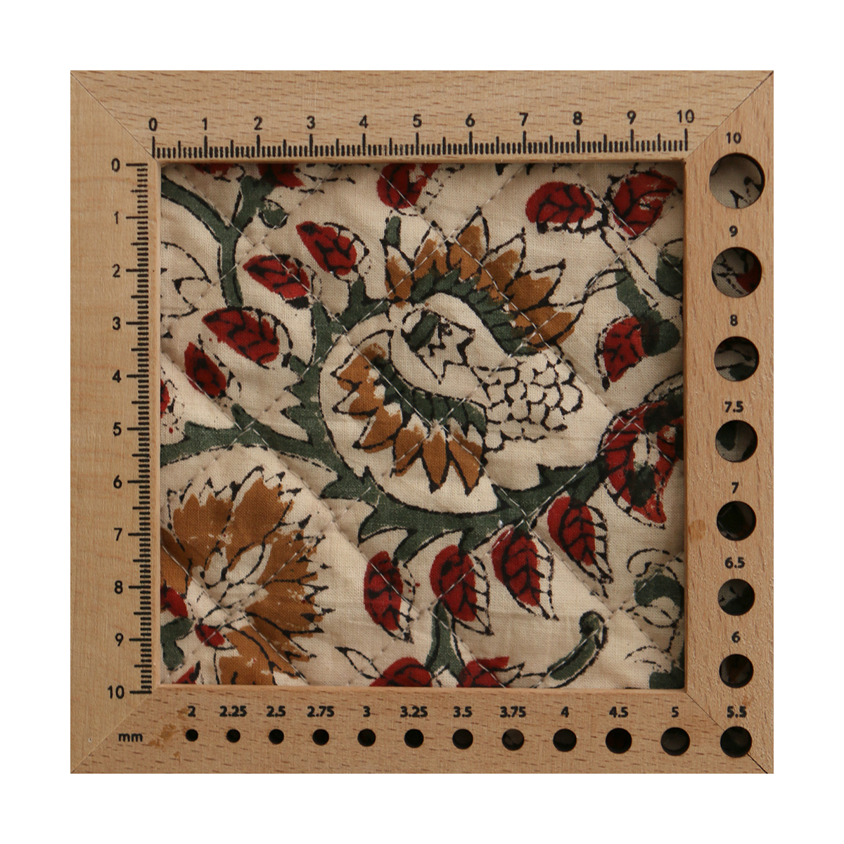 Nisha & Sita - Tissu indien matelassé double face coton hand block teal largeur 100cm