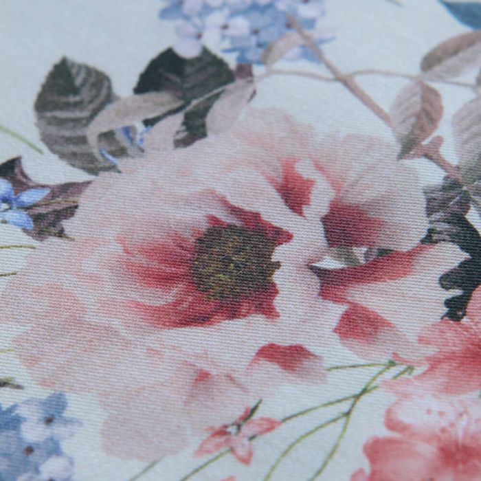 Garden Party - Tissu sergé coton imprimé roses sur fond écru