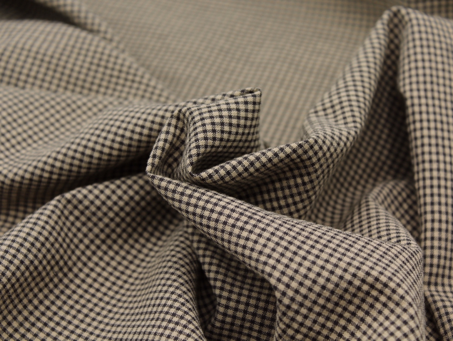 Seersucker / Coton gaufré vichy mini 1mm beige