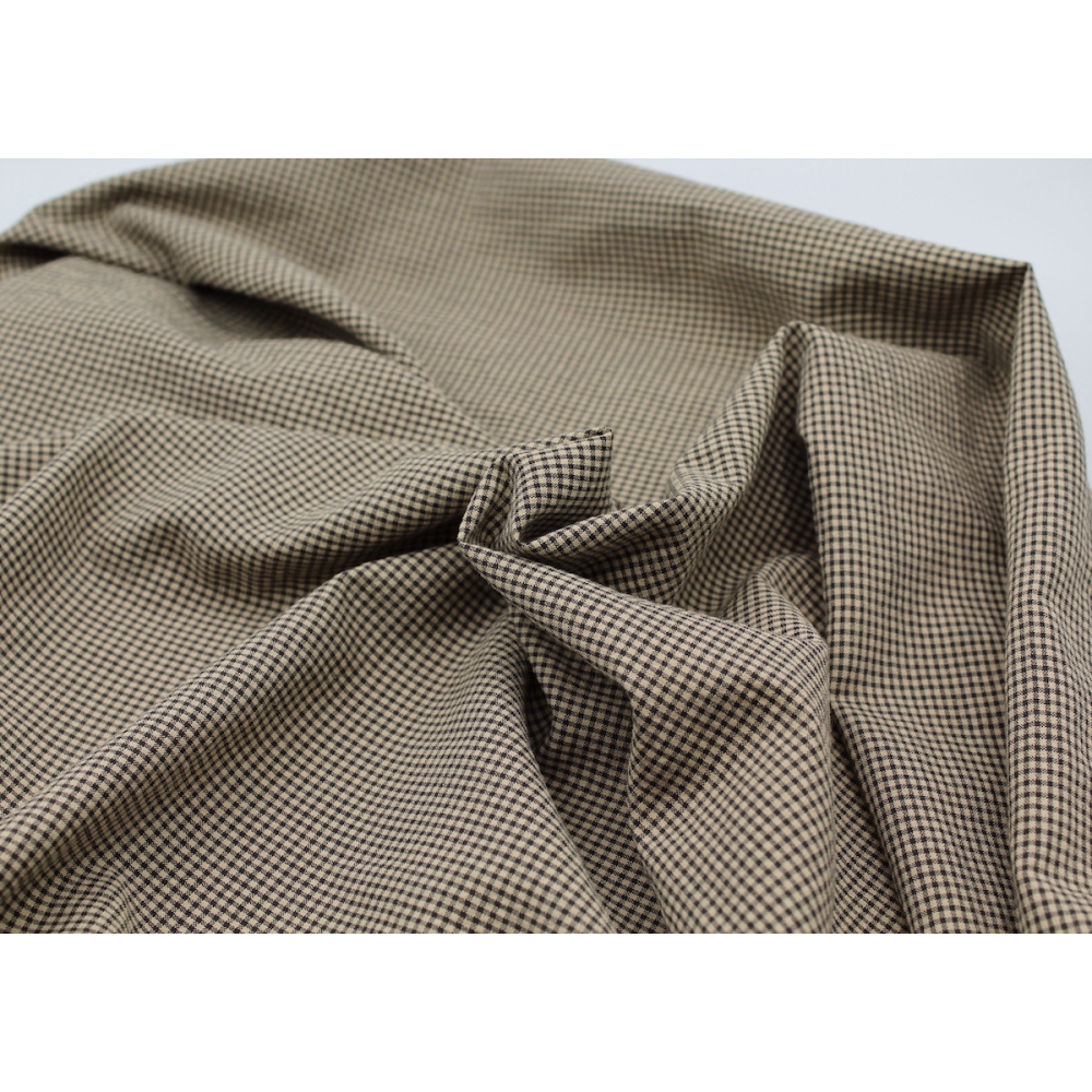 Seersucker / Coton gaufré vichy mini 1mm beige