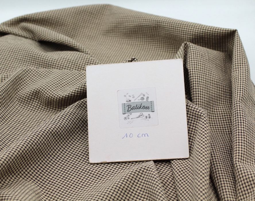 Seersucker / Coton gaufré vichy mini 1mm beige