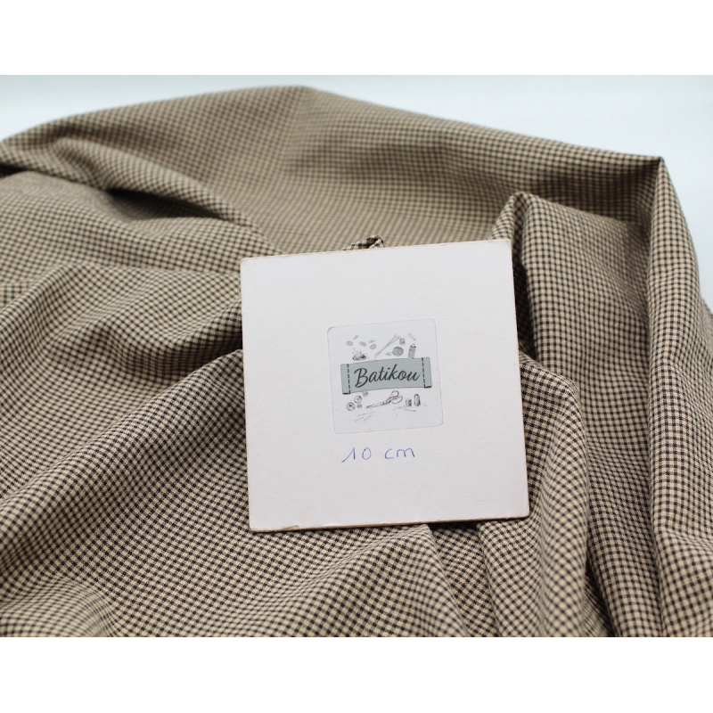 Seersucker / Coton gaufré vichy mini 1mm beige