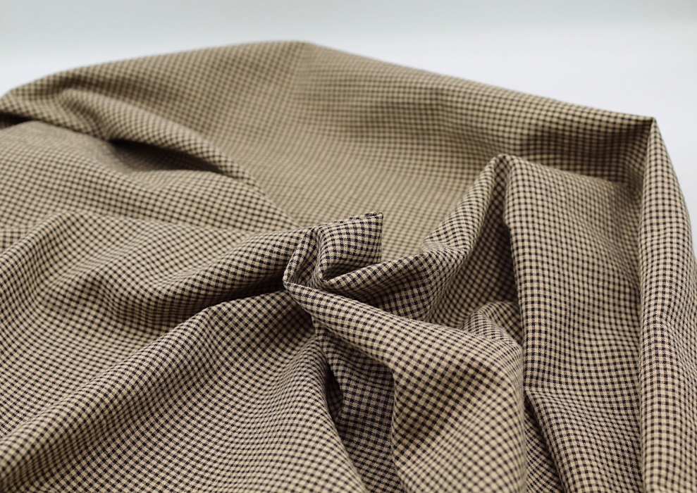 Seersucker / Coton gaufré vichy mini 1mm beige