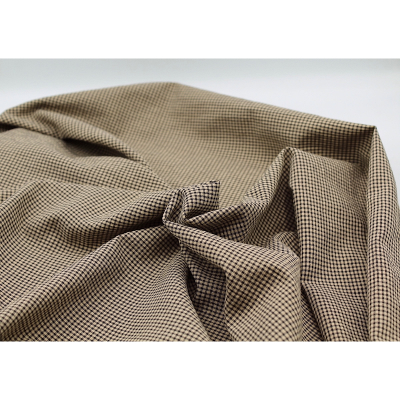 Seersucker / Coton gaufré vichy mini 1mm beige