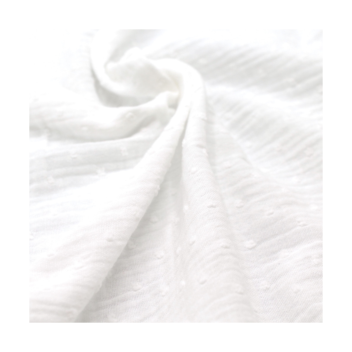 Double gaze de coton BIO plumetis blanc cassé