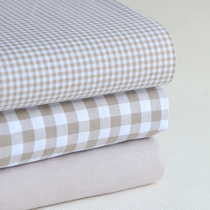 Popeline coton uni chiné effet chambray beige sable