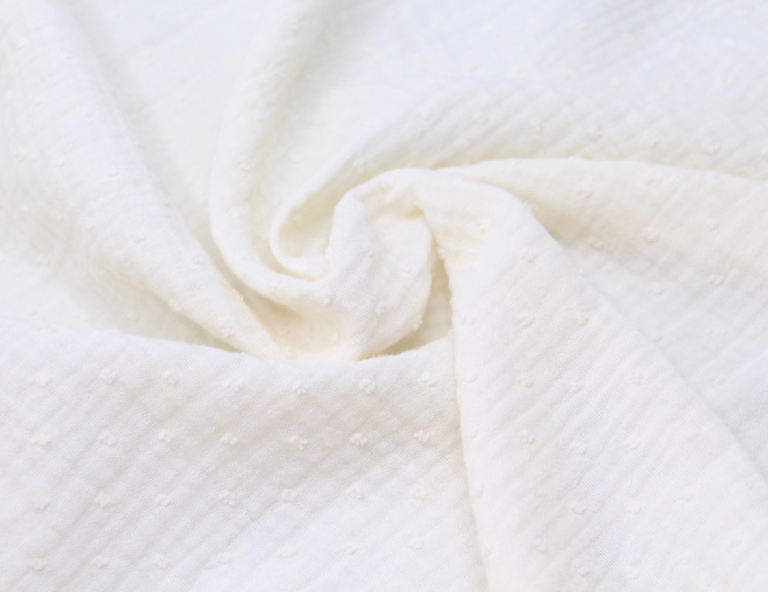Double gaze de coton BIO plumetis écru