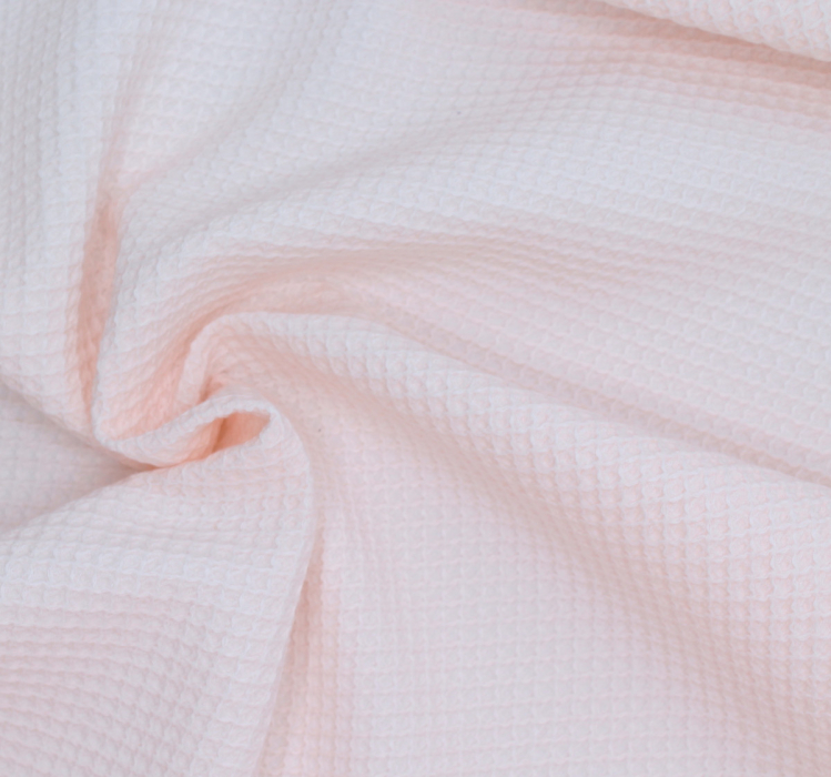 Coton BIO nid d'abeille coloris rose poudré