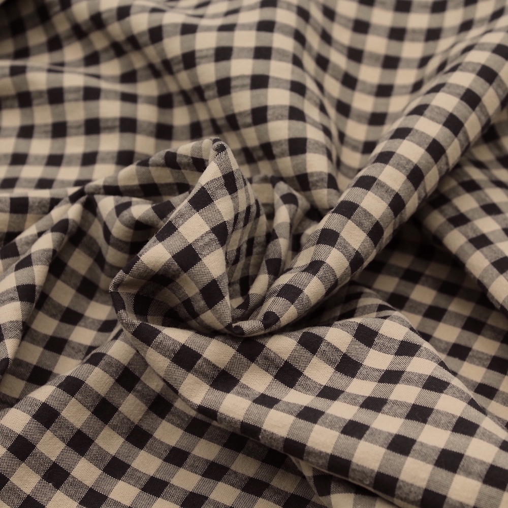 Seersucker / Coton gaufré vichy beige