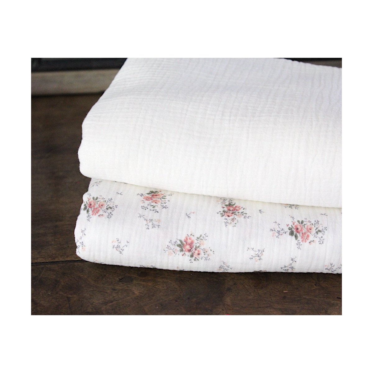 Double gaze de coton BIO unie blanc cassé Tissus issus de l'agriculture biologique  - 4