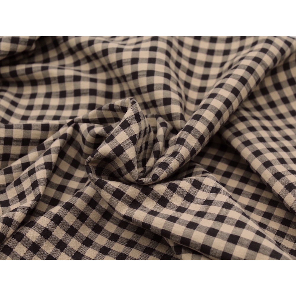 Seersucker / Coton gaufré vichy beige