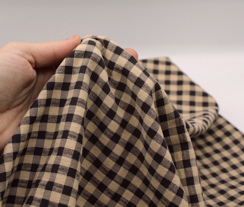 Seersucker / Coton gaufré vichy beige