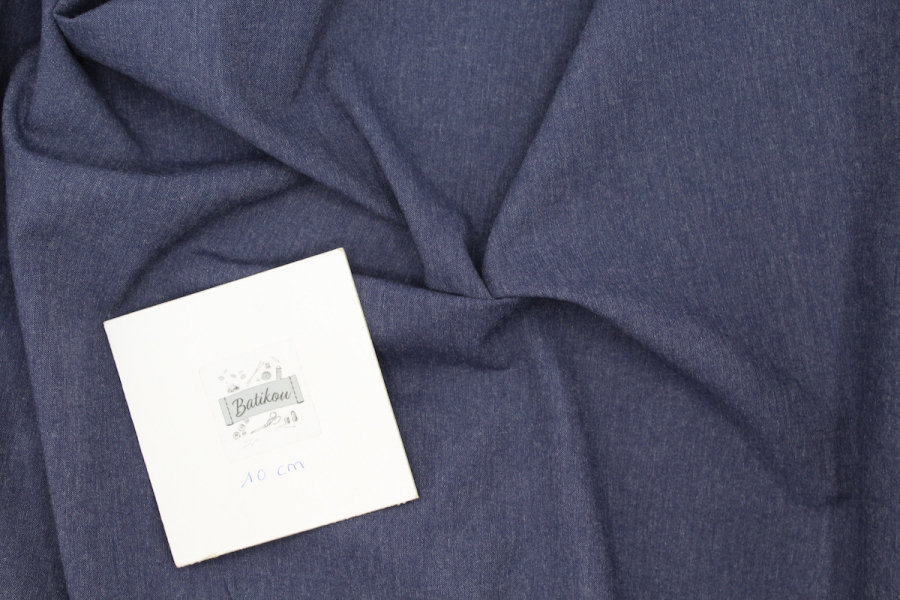 Chambray coton coloris bleu marine Batikou - 1 2