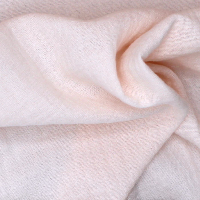 Double gaze de coton BIO unie rose poudrée