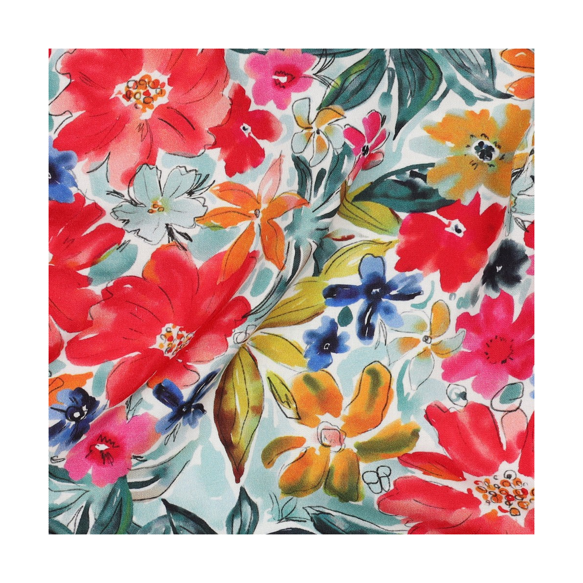 Joy - Viscose Ecovero imprimé fleuri rouge