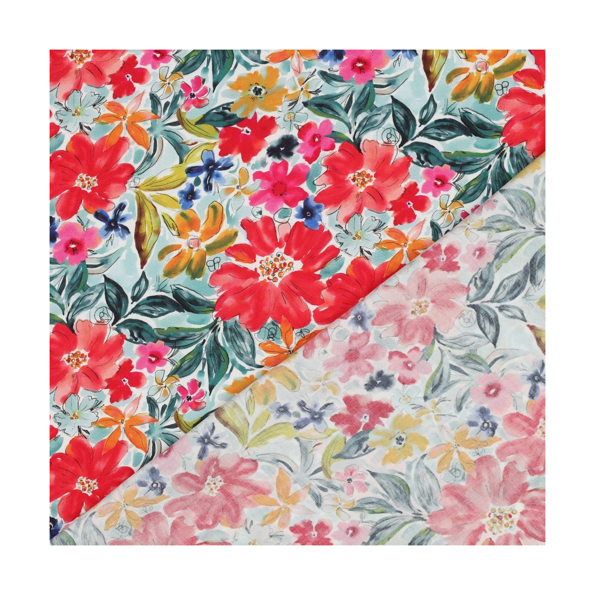 Joy - Viscose Ecovero imprimé fleuri rouge