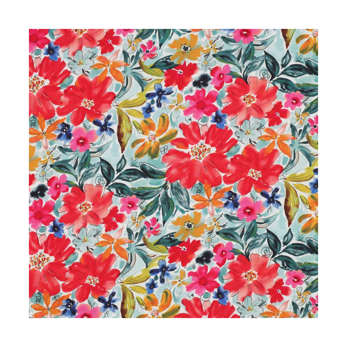 Joy - Viscose Ecovero imprimé fleuri rouge