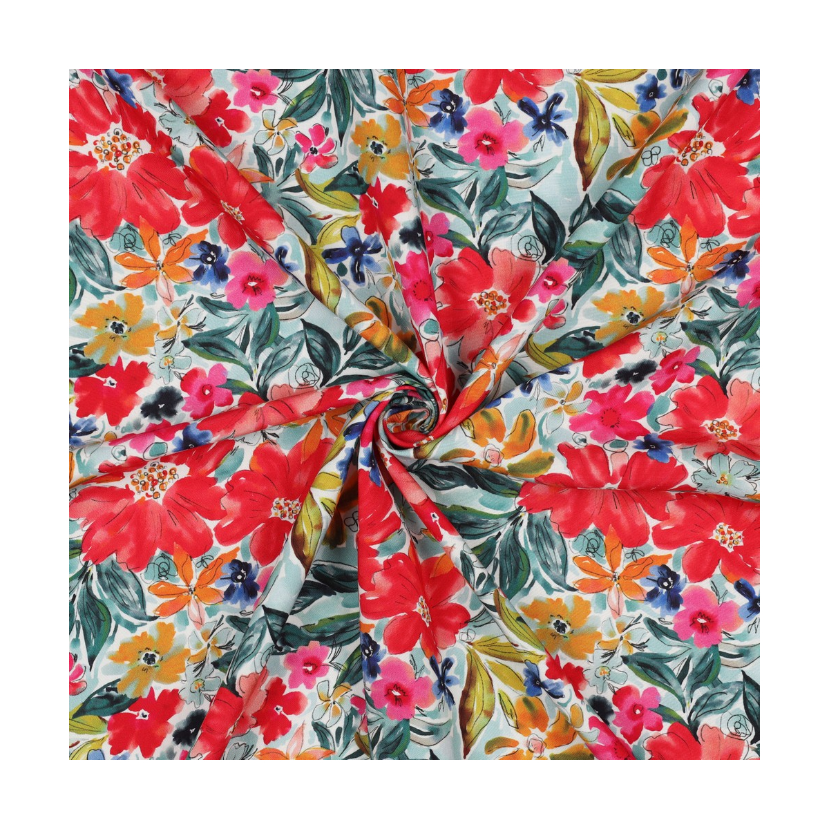Joy - Viscose Ecovero imprimé fleuri rouge