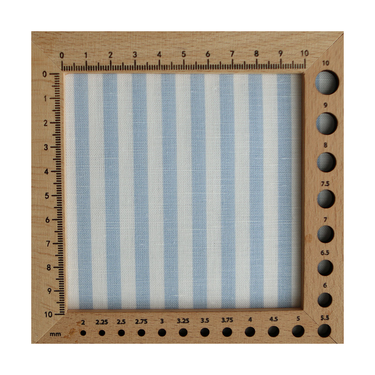 Lucas - Tissu lin coton rayures 6mm blanc lait et bleu horizon