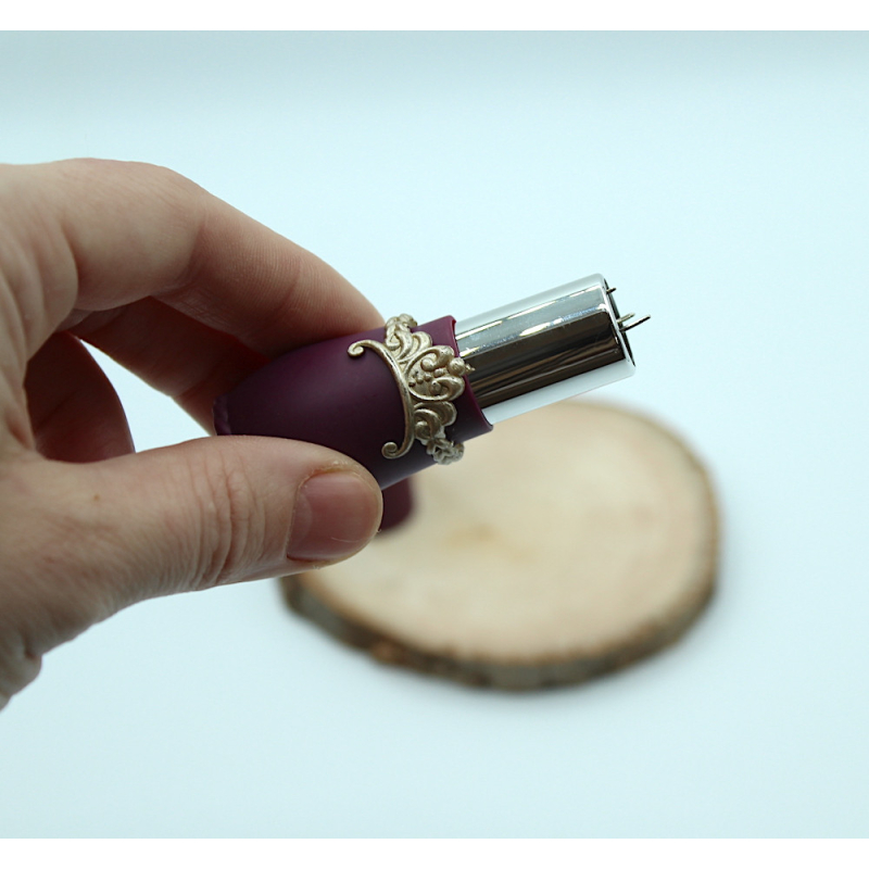 Rangement aiguilles: rouge à lèvre violet