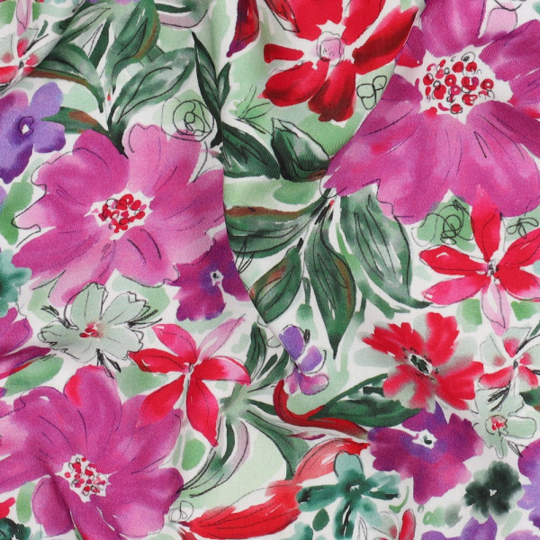 Joy - Viscose Ecovero imprimé fleuri purple 2