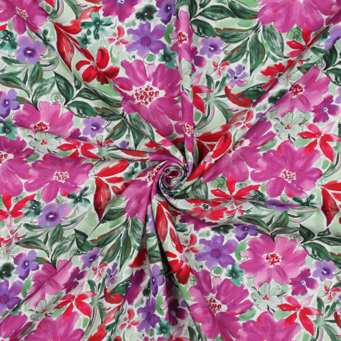 Joy - Viscose Ecovero imprimé fleuri purple