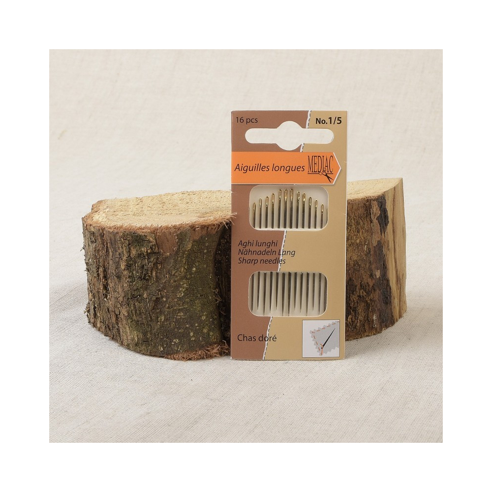 Lot de 16 aiguilles coudre main chas doré