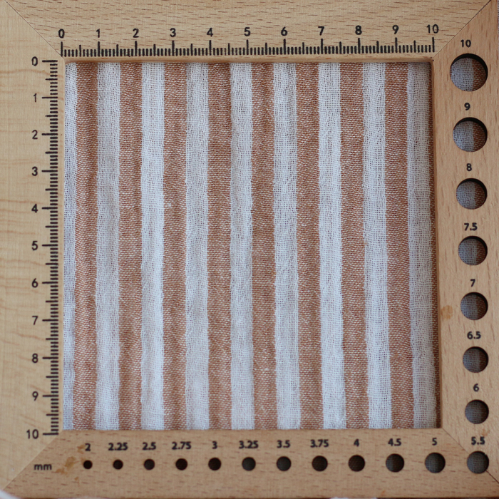 Double gaze de coton réversible rayures caramel