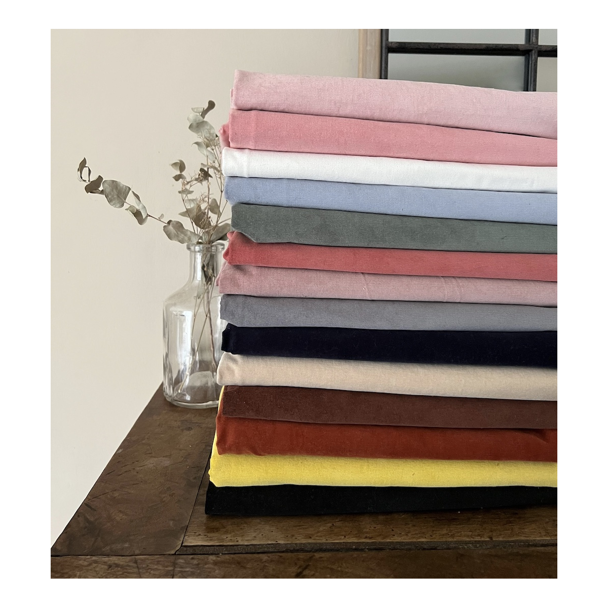 Velours milleraies stretch coton coloris rose malabar Batikou - 6