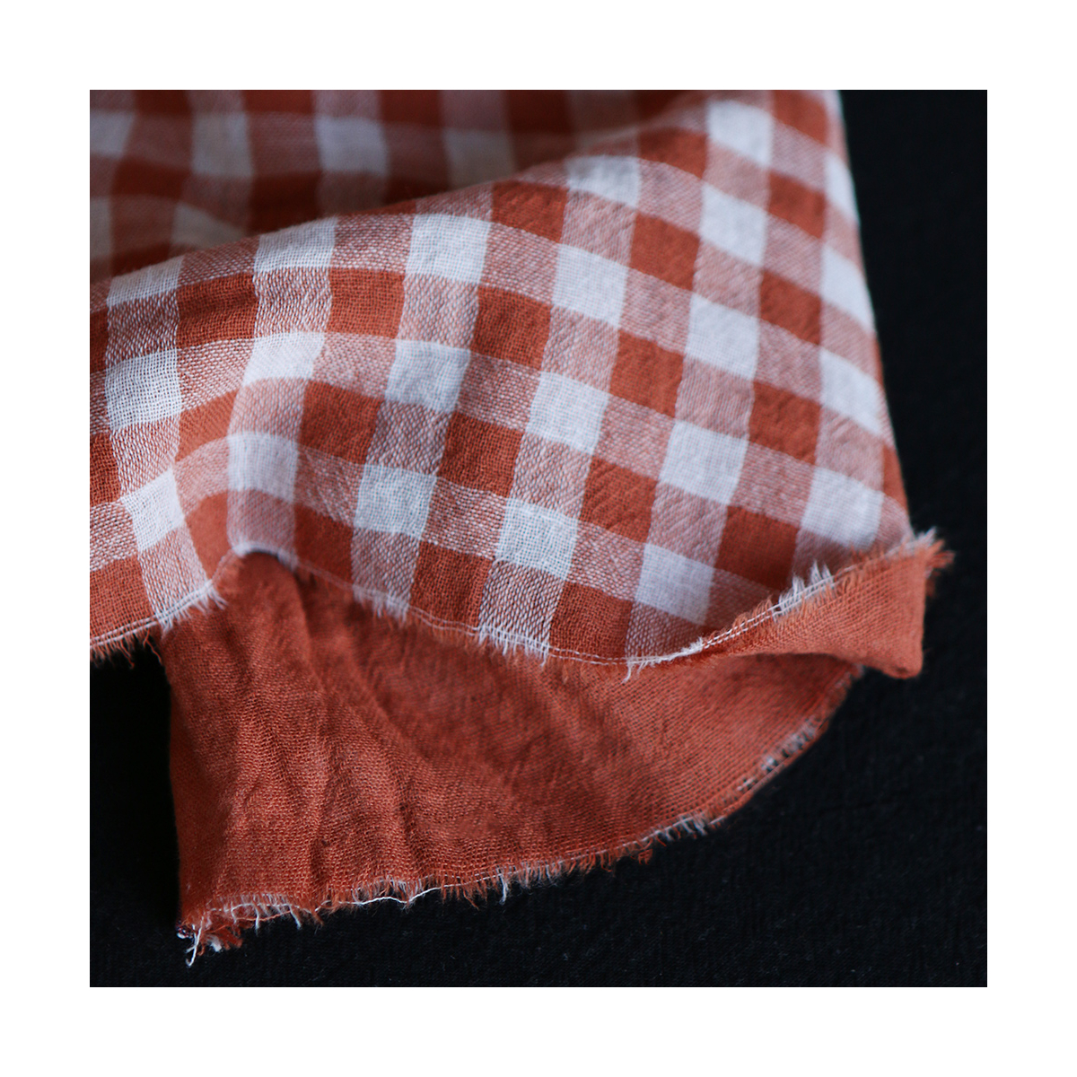 Double gaze de coton réversible vichy roux