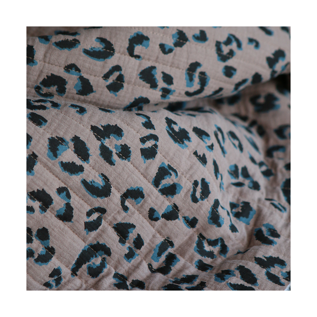 Fauve - Matelassé double gaze de coton motif Graou taupe