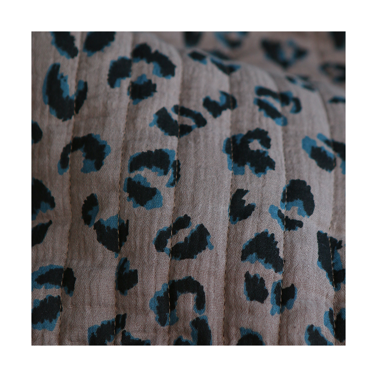 Fauve - Matelassé double gaze de coton motif Graou taupe