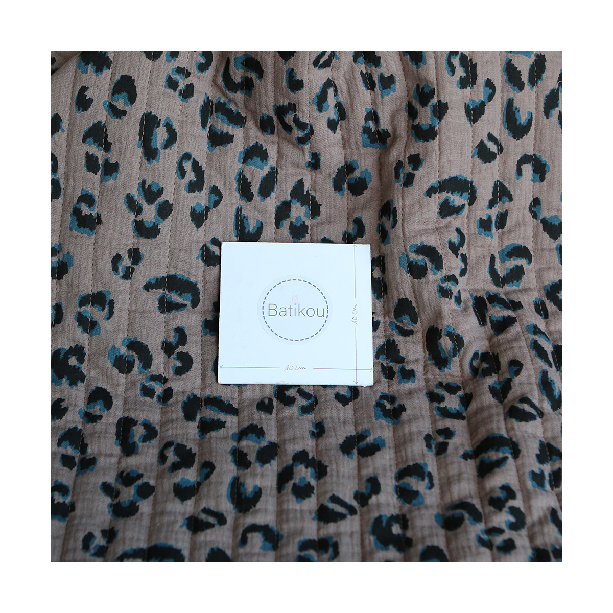 Fauve - Matelassé double gaze de coton motif Graou taupe