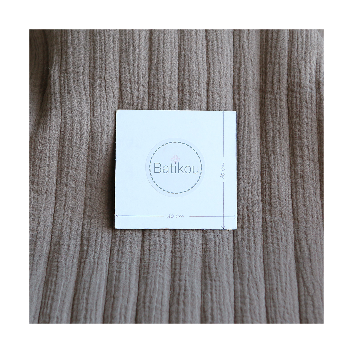 Fauve - Matelassé double gaze de coton motif Graou taupe