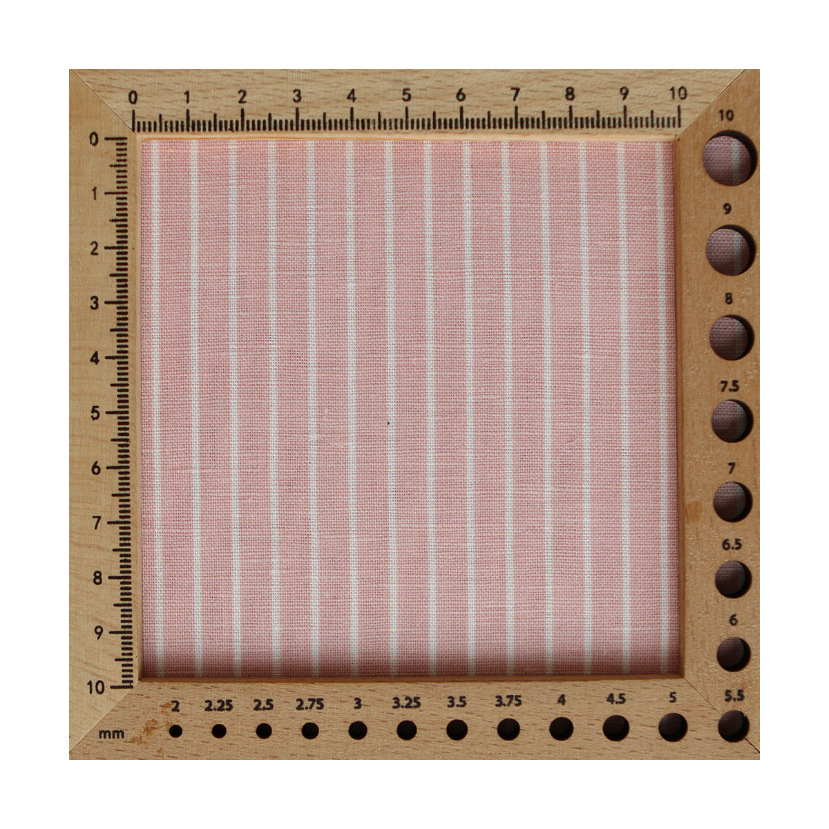 Baptiste - Tissu lin coton rayures 1mm blanc lait et rose blush
