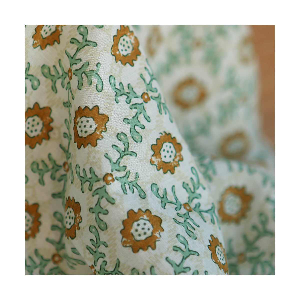 Jivan B - Tissu indien coton hand block traditionnel