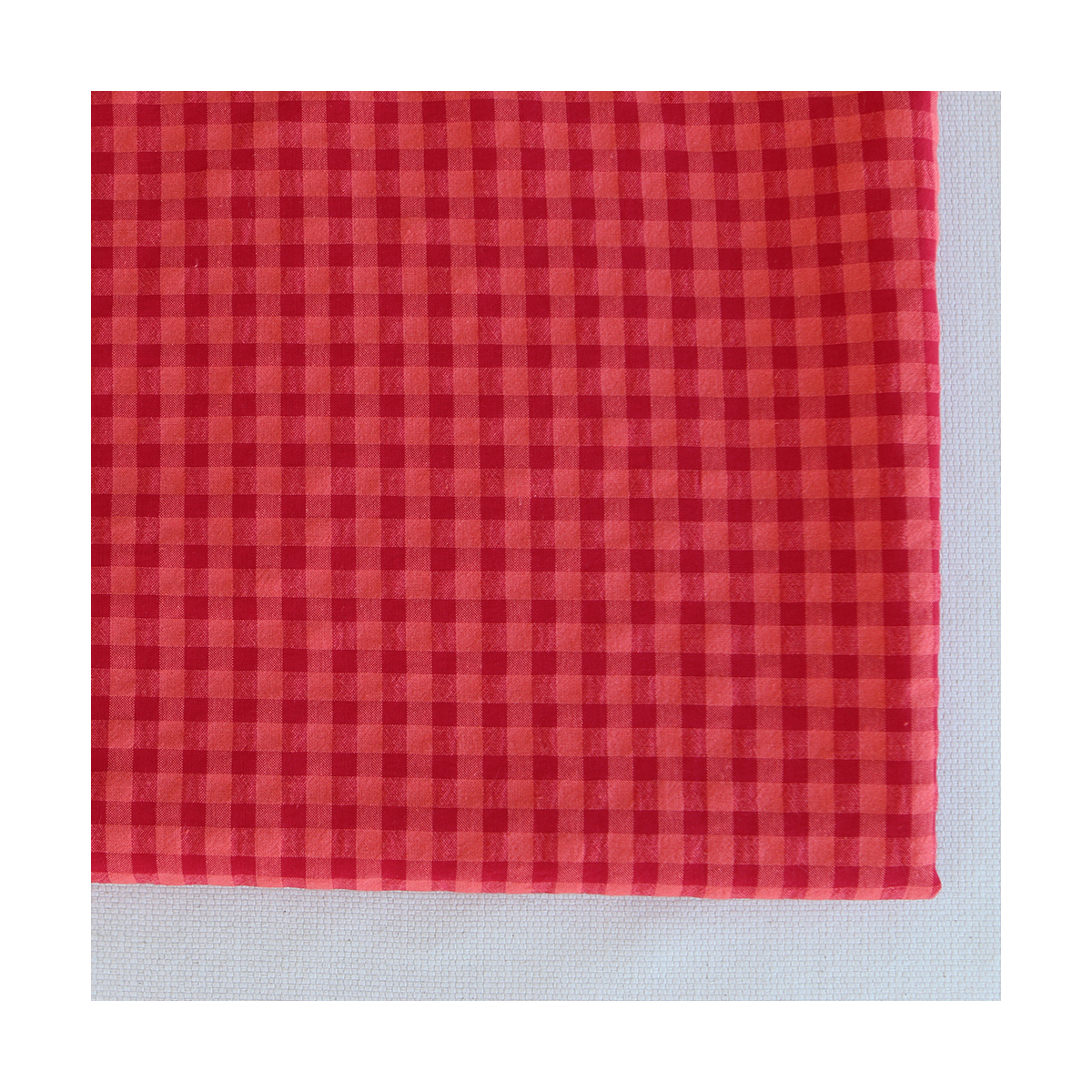 Seersucker / Coton gaufré vichy 6mm pastèque