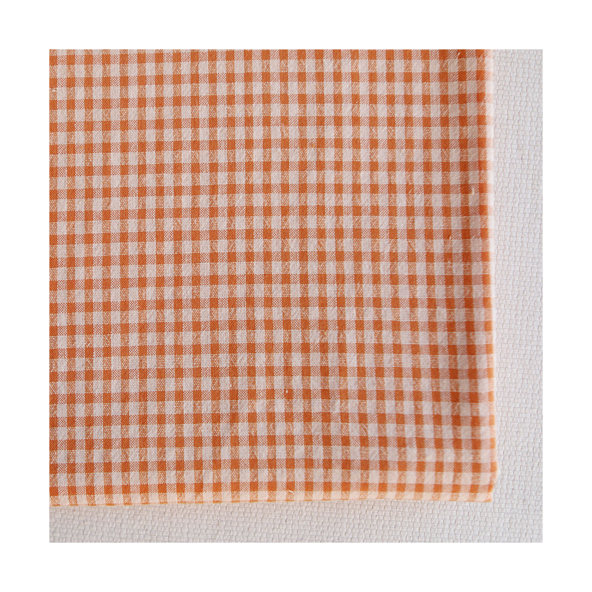 Seersucker / Coton gaufré mini vichy 3mm Carotte cake