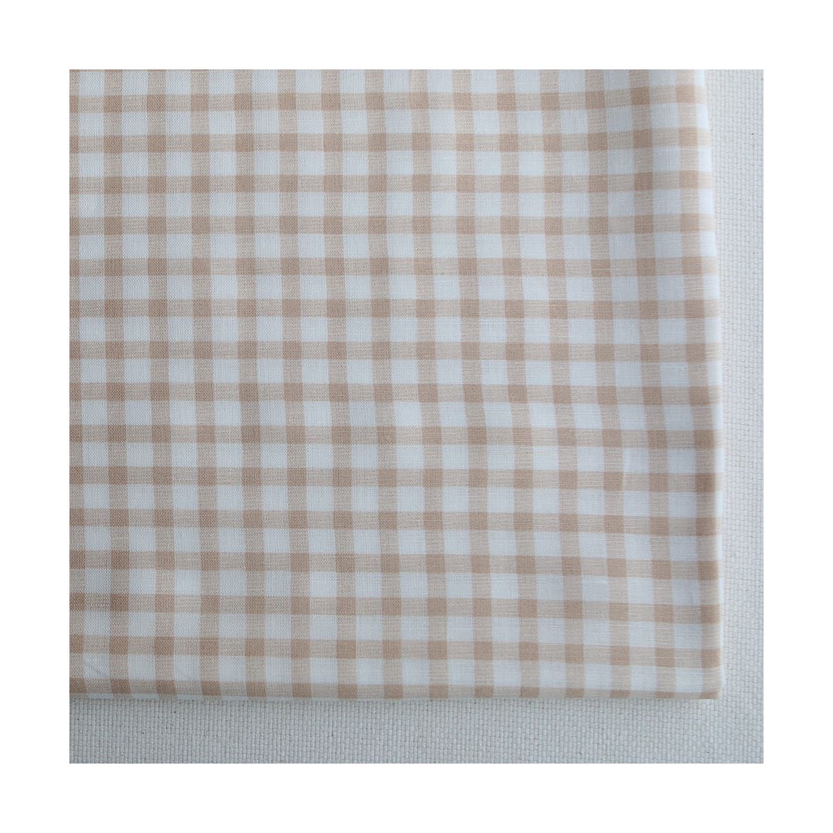 Victor - Tissu lin coton vichy 7mm blanc lait et cappuccino