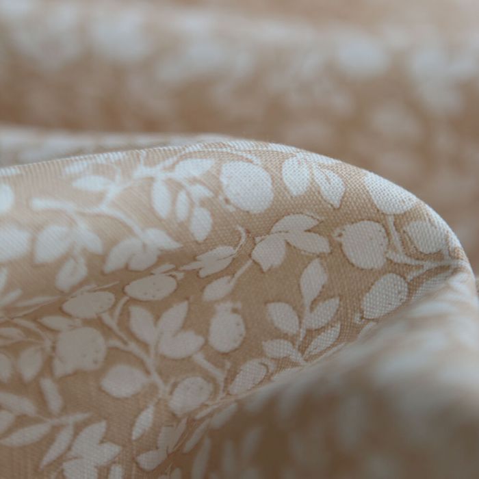 Amaury - Tissu lin coton motif délicat blanc lait et cappuccino