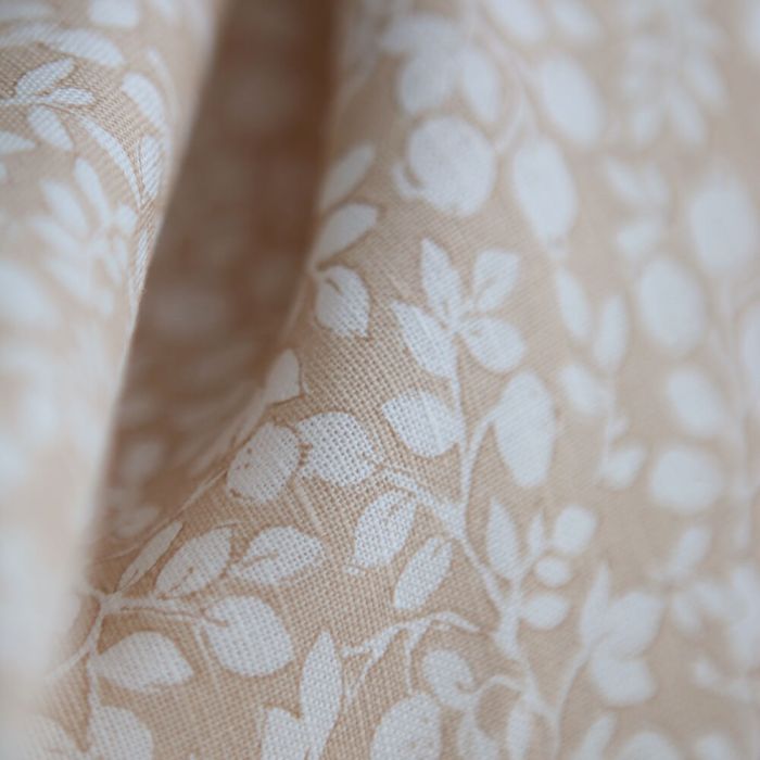 Amaury - Tissu lin coton motif délicat blanc lait et cappuccino