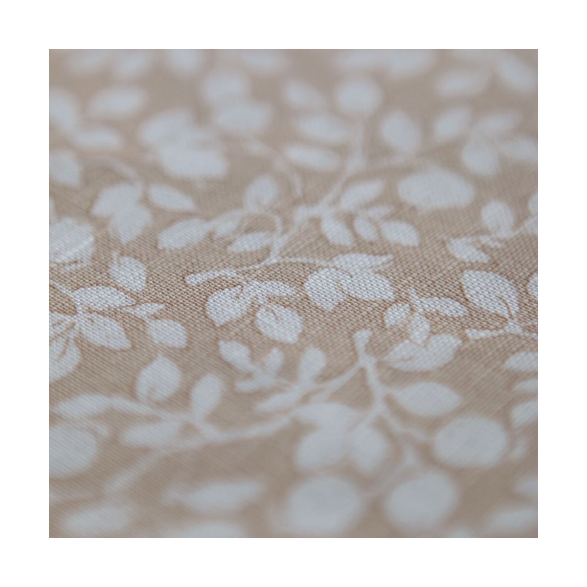 Amaury - Tissu lin coton motif délicat blanc lait et cappuccino