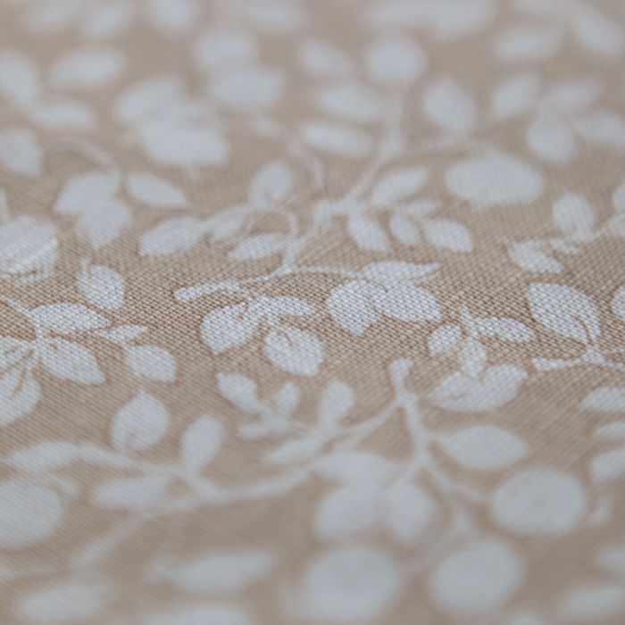 Amaury - Tissu lin coton motif délicat blanc lait et cappuccino